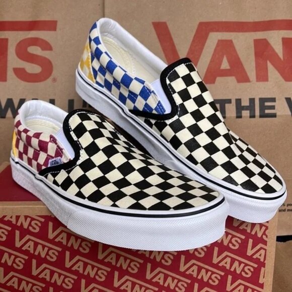 NWT Vans Classic Slip-On Glitter Check - Multi Rainbow Size 7.5W/6M - Picture 2 of 6